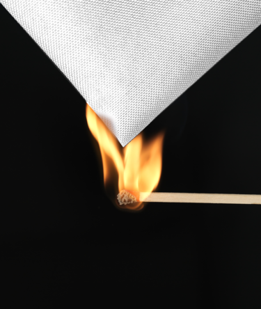 Flame-retardant Ecotent® fabric being tested.