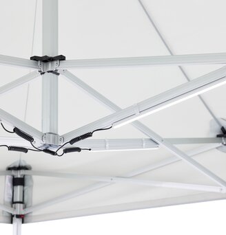 LED lighting inside the Ecotent® folding gazebo.